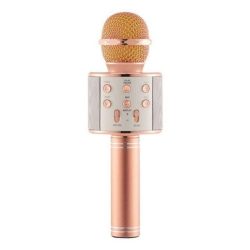 Mikrofon sa zvučnikom u bronzanoj boji prikazuje razne dugmiće na zvučniku pomoću kojih se podešava zvuk.