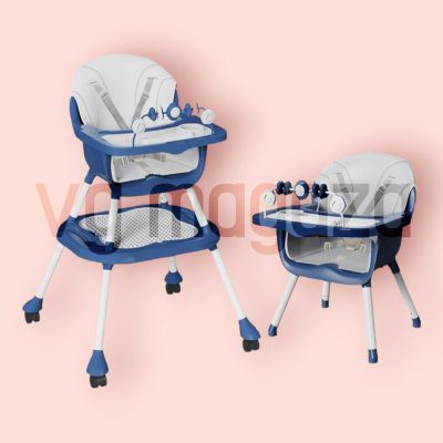 Stolica za hranjenje bebe kao hranilica na točkiće ili stolica za sednje i igru.