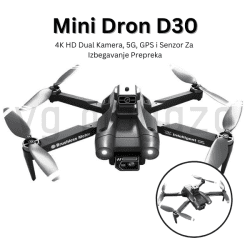 Mini dron D30 sa preciznom 4K HD kamerom, 5G i GPS tehnologijom i preciznim senzorom za bezbedno izbegavanje prepreka.