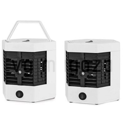 Mini Klima Uređaj Arctic Air Ultra PRO 3u1 u beloj boji sa prenosivom ručkom.