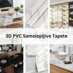 Samolepljive 3D/PVC Tapete u Mermernim Dezenima dolaze u šest mermernih dezena i dimenzijama 120 cm x 300 cm x 0.3 cm luksuznom pokrivenošću od 3.6 m².